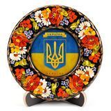 Тарілка сувенірна Герб України Малий (на прапорі) (ТД-01-17-001-981-131) 26194 фото