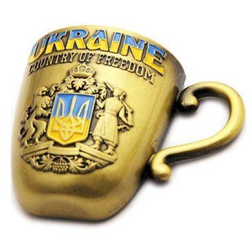 Магніт "Герб України" півкухлик, золотий, металевий 38311 фото