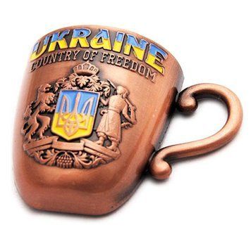 Магніт "Герб України" півкухлик, бронзовий, металевий 38312 фото