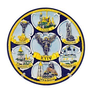 Керамічна тарілка-панно Визначні міста Києва (колаж) 14,5 см 15519 фото