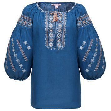 Вишиванка жіноча Слобожанка - Милослава (синій льон), 50 19263 фото