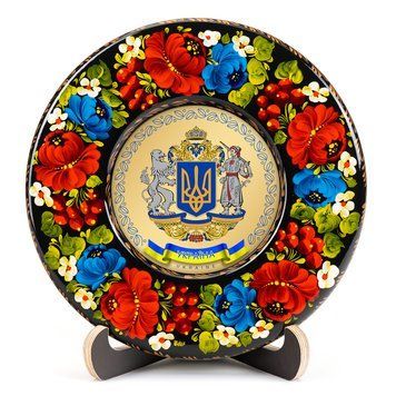 Тарілка сувенірна Герб України Великий (на золоті) (ТД-01-17-001-990-012) 26199 фото