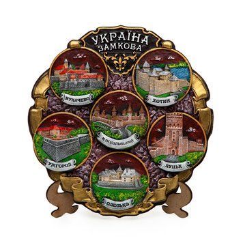 Керамічна тарілка-панно Замки України 20 см, ніч 12972 фото