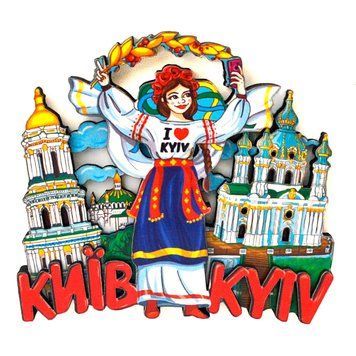 Магніт на холодильник Колаж з дівчиною (мульт-стиль) 21515 фото