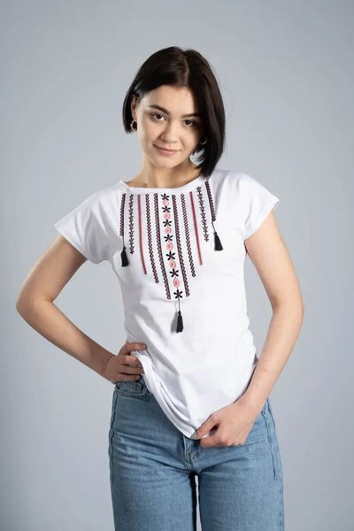 Футболка вишиванка жіноча Melanika - Намисто (біла), 42 38240 фото