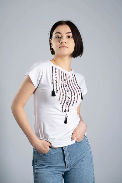 Футболка вишиванка жіноча Melanika - Намисто (біла), 42 38240 фото
