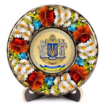 Тарілка сувенірна Герб України Великий (на золоті) (ТД-01-17-001-990-181) 26207 фото