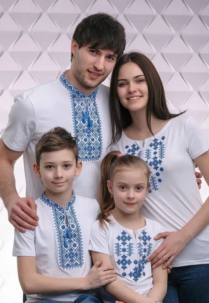 Футболка вишиванка для хлопчика Melanika - Зоряне сяйво (біла, синя вишивка), 98 38133 фото