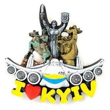 Магніт на холодильник Колаж (пам'ятники міста та літак, кольоровий) 29139 фото