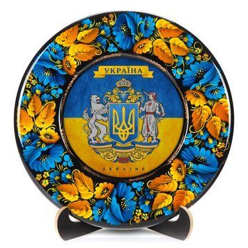 Тарілка декоративна Герб України великий (на прапорі) (ТД-01-29-001-991-163) 35945 фото