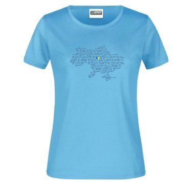 Футболка жіноча Мапа України серце (блакитна), L 30649 фото