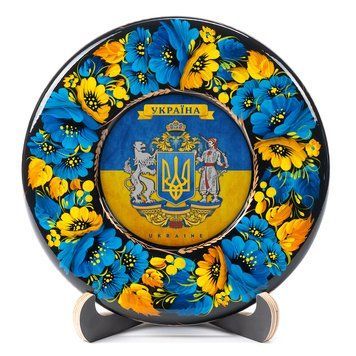 Тарілка сувенірна Герб України Великий (на прапорі) (ТД-01-17-001-991-163) 32320 фото
