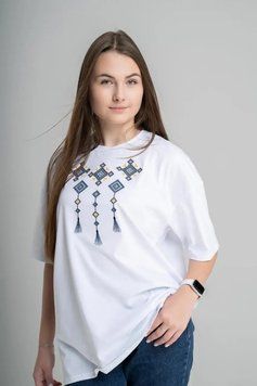 Футболка вишиванка жіноча Melanika - ОВЕРСАЙЗ Меланія (біла), 46-48 38256 фото