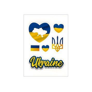 Стікерпак "Серце з картою, Ukraine", набір наклейок, 65х90 мм 28515 фото