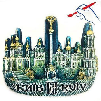Полікерамічний магніт "Київ" контурний з колажем, патина 39125 фото