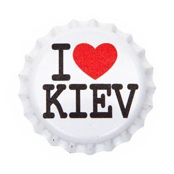 Пивна кришка сувенірний магніт I Love Kiev 11141 фото