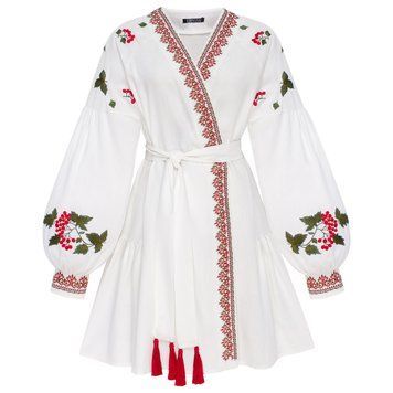 Плаття вишиванка жіноча Ricco - Олеся №1 (Калина), молочна, 42-52 36993 фото