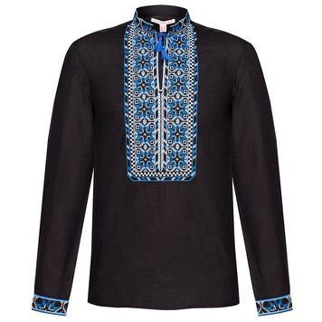 Вишиванка чоловіча Слобожанка - Мирослав (чорний льон), 44 29573 фото