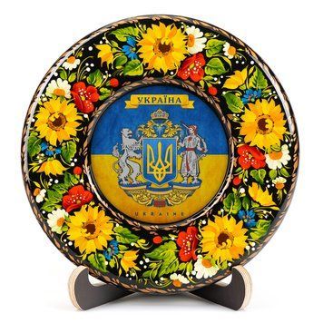 Тарілка сувенірна Герб України Великий (на прапорі) (ТД-01-17-001-991-221) 26220 фото