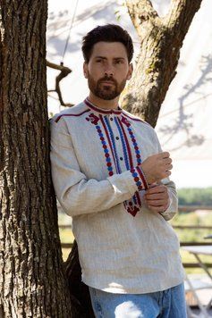 Вишиванка чоловіча Svarga - Городоцький шов (натуральна), 46 40058 фото