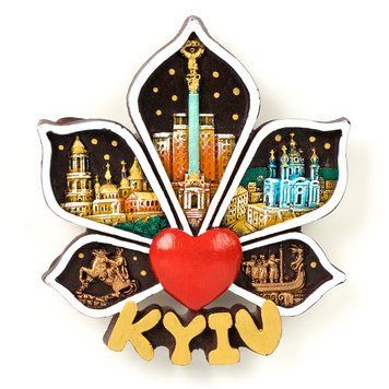Магніт на холодильник Колаж (листок каштана, ніч) 29147 фото