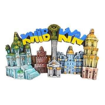 Магніт на холодильник Колаж (жовто-блакитні літери). Мульт. Полікераміка 19286 фото