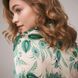 Хустка шовкова OLIZ Два кольори - Смарагд 100см х 100см (бежева, з зеленими квітами) 14377 фото 3