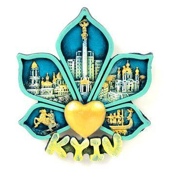 Магніт на холодильник Колаж (листок каштана, патіна) 29149 фото