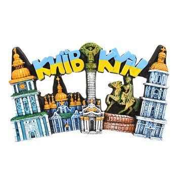 Магніт на холодильник Колаж (жовто-блакитні літери). Полікераміка 19377 фото