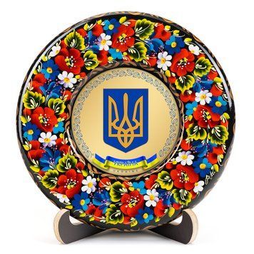 Тарілка сувенірна Герб України Малий (на золоті) (ТД-01-17-001-980-071) 26180 фото
