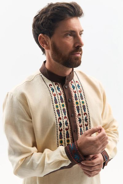 Вишиванка чоловіча Svarga - Кугут (коричневий), 46 37588 фото