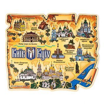 Магніт на холодильник Мапа (пам'ятки Києва) 36237 фото