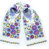 Шаль шовкова OLIZ Чарівні Жар-птиці - Біла 30см x 150см 14367 фото