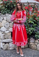 Костюм жіночий (блуза, спідниця) Галичанка - Неповторність (червоний) S 26603-140333
