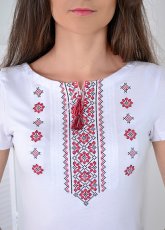 Футболка жіноча Галичанка - Орнамент, червона вишивка (біла) XXXXL 28367-140634