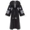 Сукня вишиванка Діброва - Чарівна стихія (чорна з сірою вишивкою) 48