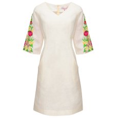 Сукня вишиванка Слобожанка - Півонії (молочний льон) 42 13565-122226
