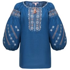 Вишиванка жіноча Слобожанка - Милослава (синій льон) 42 19259-122178