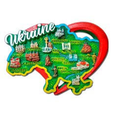 Магніт Карта України в серці (кольорова) 21906-129675