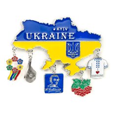 Магніт металевий - Карта України з символами (5 підвісок) 31136-142374