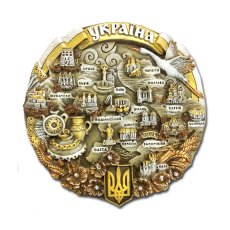 Керамічна тарілка-панно - Карта України (сепія) 12 см 11974-122124