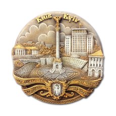 Керамічна тарілка-панно - Майдан Незалежності (сепія) 12 см 16475-122121