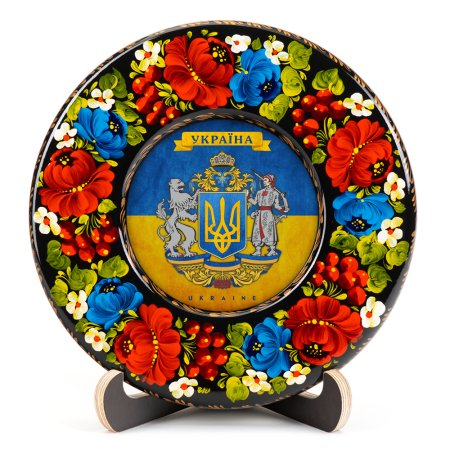 Тарілка сувенірна Герб України Великий (на прапорі) (ТД-01-17-001-991-012)