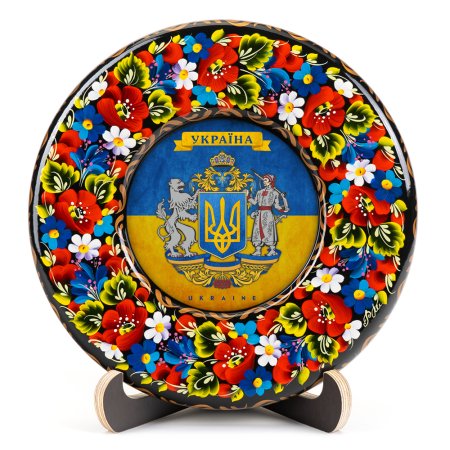 Тарілка сувенірна Герб України Великий (на прапорі) (ТД-01-17-001-991-071)