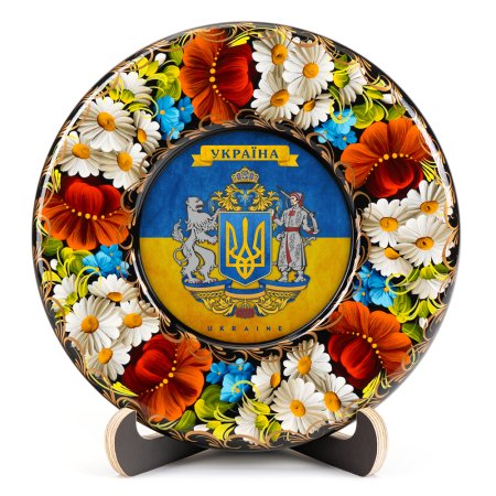 Тарілка декоративна Герб України Великий (на прапорі) (ТД-01-17-001-991-181)