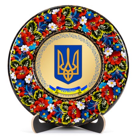 Тарелка сувенирная Герб Украины (на золоте) (ТД-01-29-001-980-071)