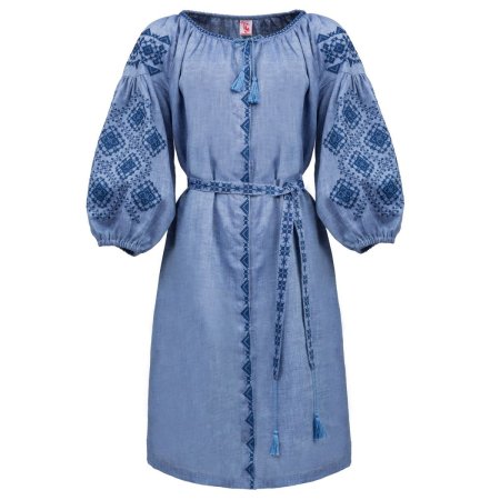 Платье вышиванка Слобожанка - Иванна (голубой) 46