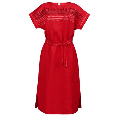 Сукня вишиванка Колос - Мережка (червоний) 50-52