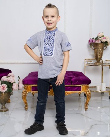 Футболка вышиванка для мальчика Галичанка - Иванко (серый) 104