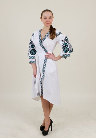 Платье вышиванка Галичанка - Дерево жизни (белый) M